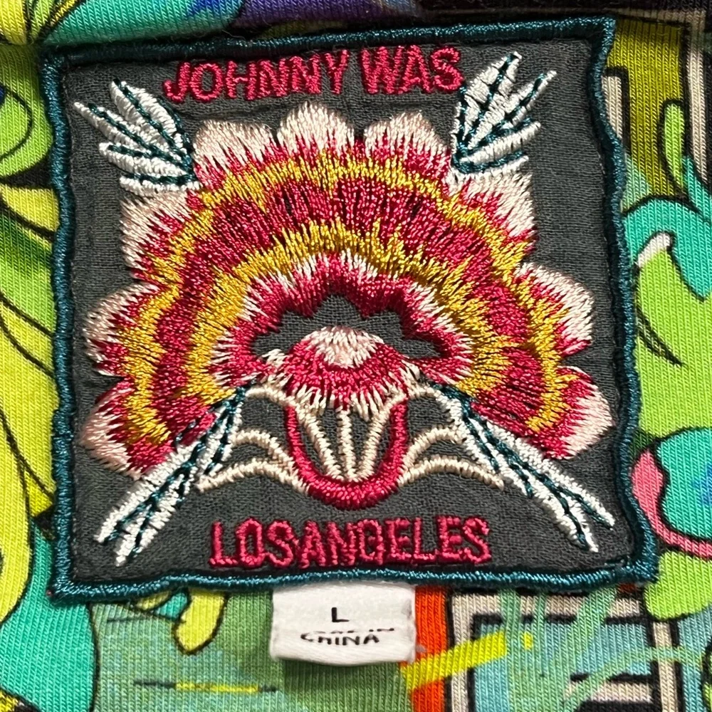 Johnny Was Dreamer Long Sleeve Vee Swing Tee Sz-L - Picture 5 of 5